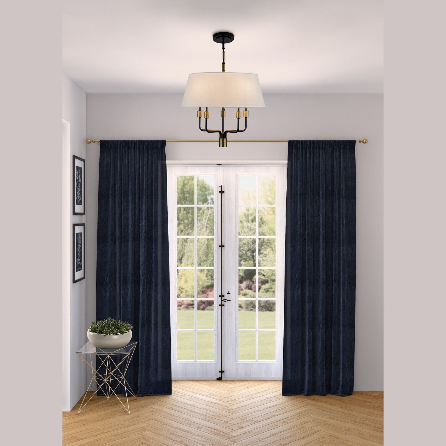 Artcraft - AC12035BB - Five Light Pendant - Providence - Black, Brushed Brass