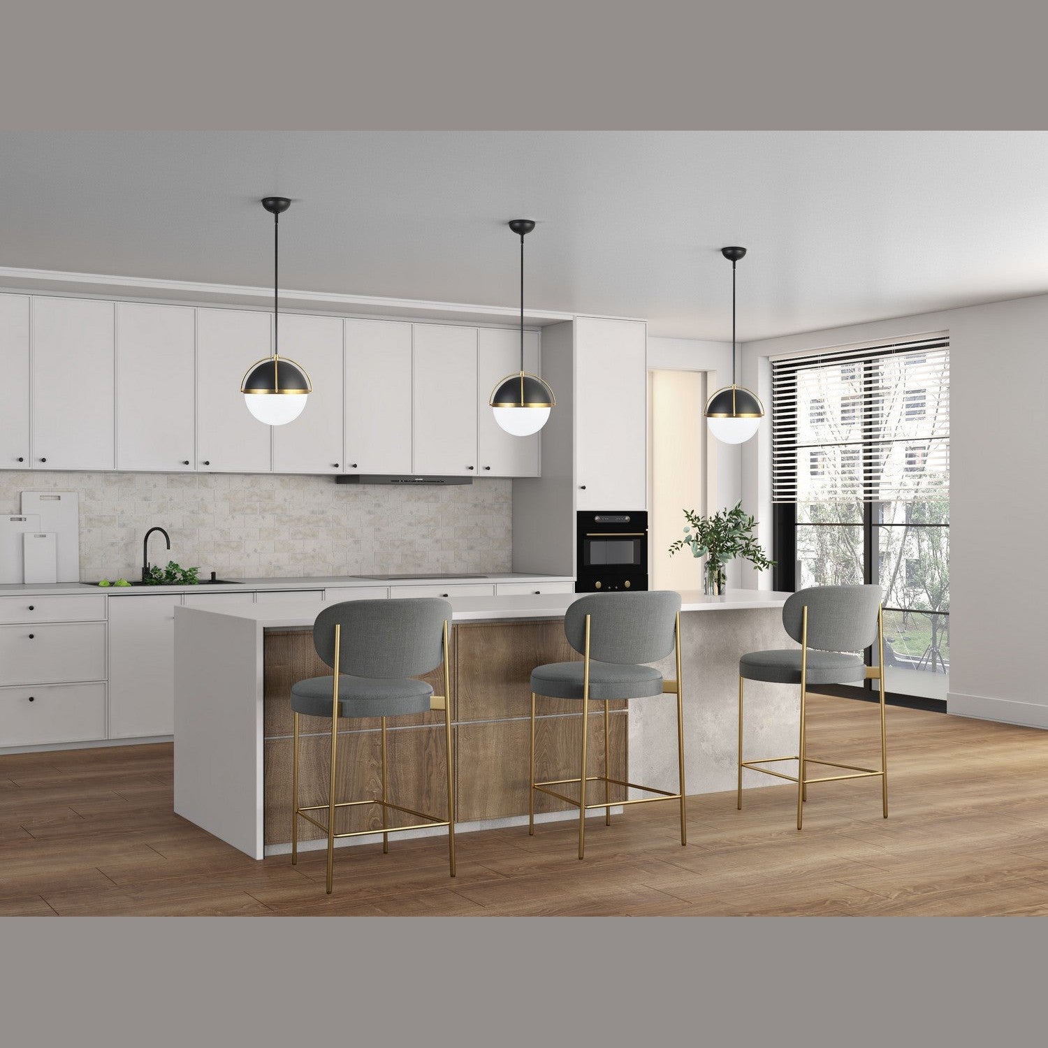 Artcraft - AC12040BB - One Light Pendant - Dahlia - Black, Brushed Brass