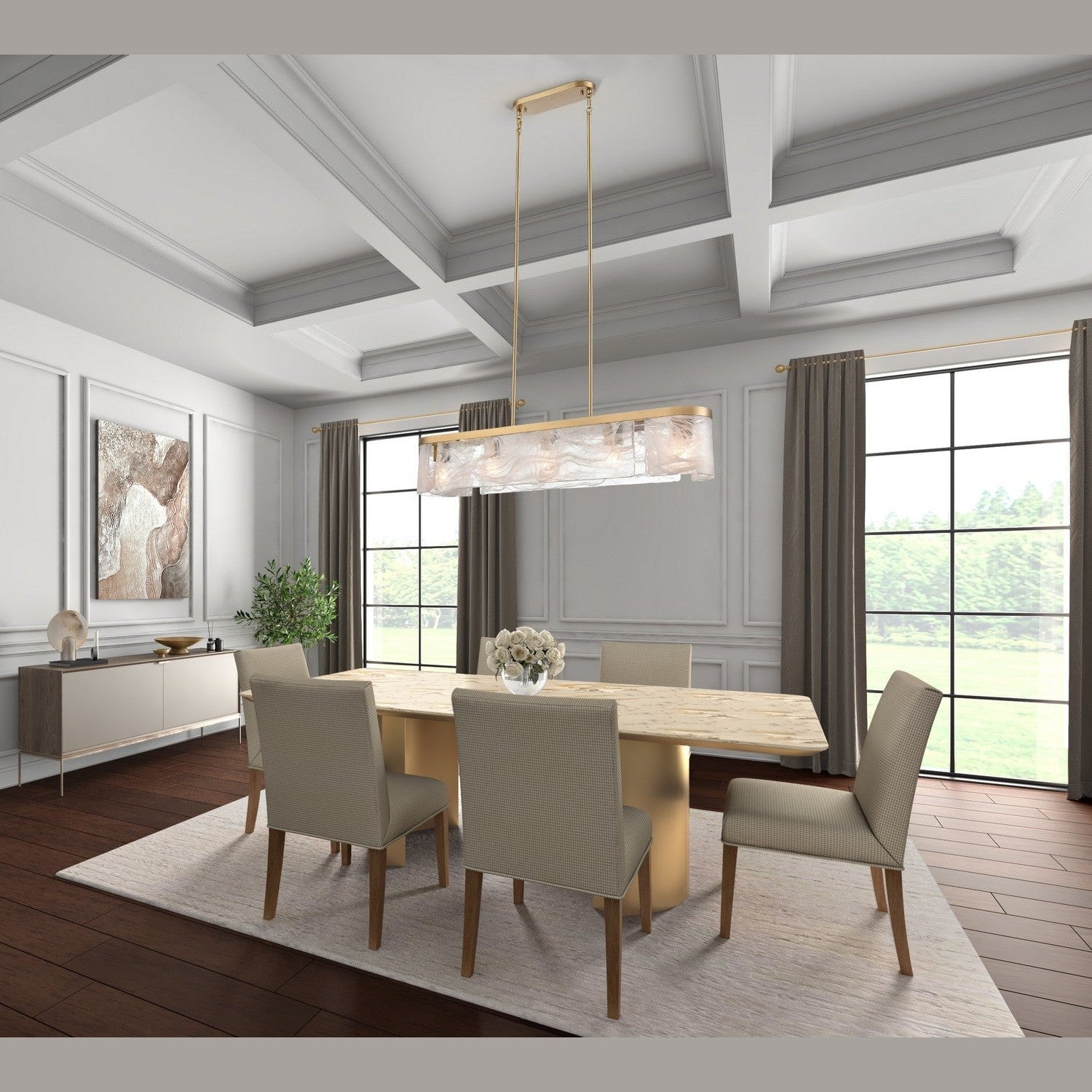 Artcraft - AC12175BR - Six Light Island Pendant - Skye - Brass