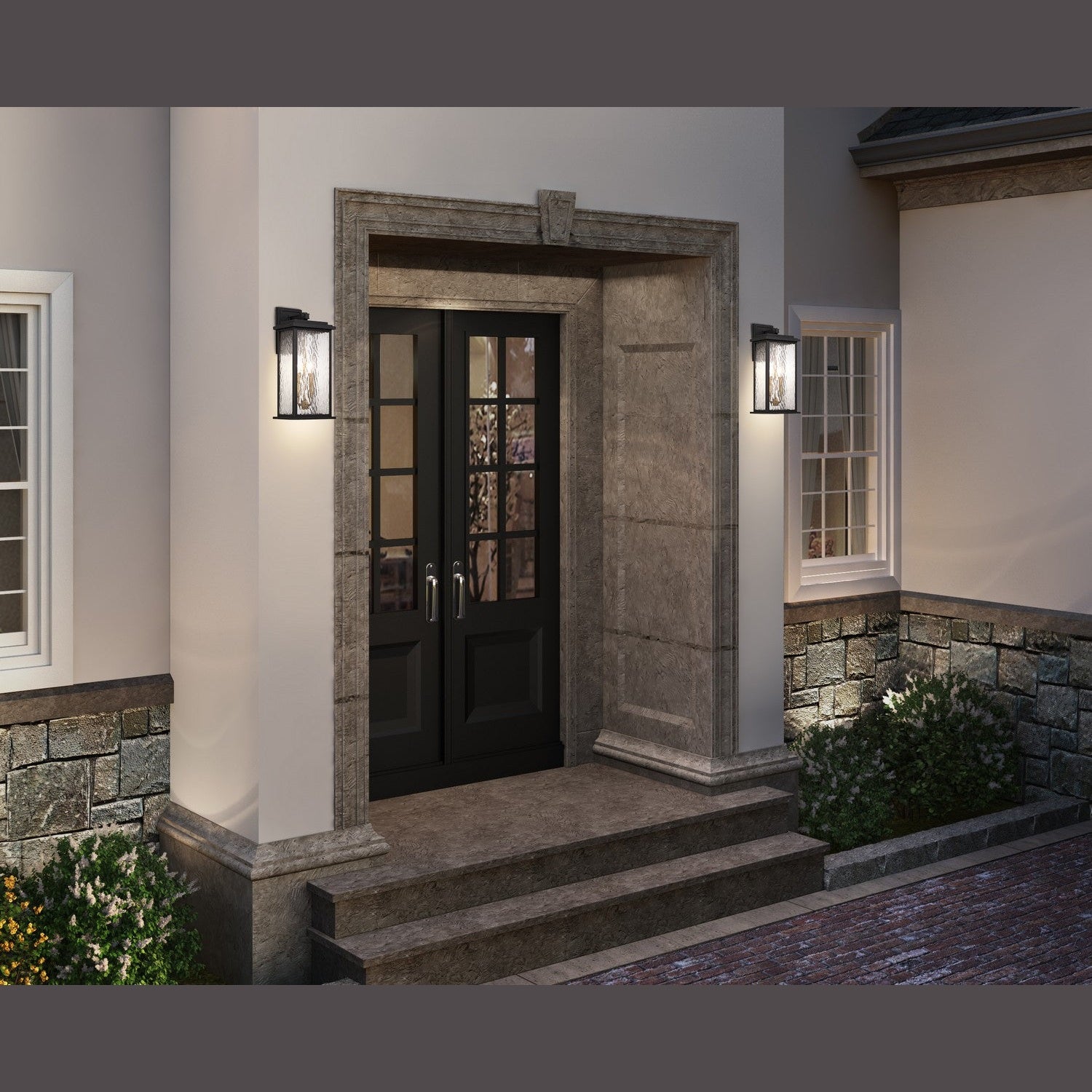Artcraft - AC9272BK - Two Light Outdoor Wall Sconce - Estate - Black, Brass