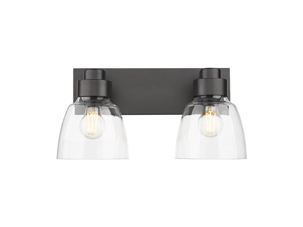 Golden - 0314-BA2 BLK-CLR - Two Light Vanity - Remy - Matte Black