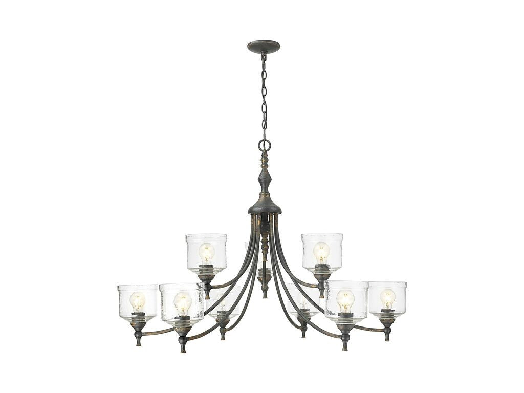 Golden - 0806-9 ABI-HWG - Nine Light Chandelier - Keating - Antique Black Iron