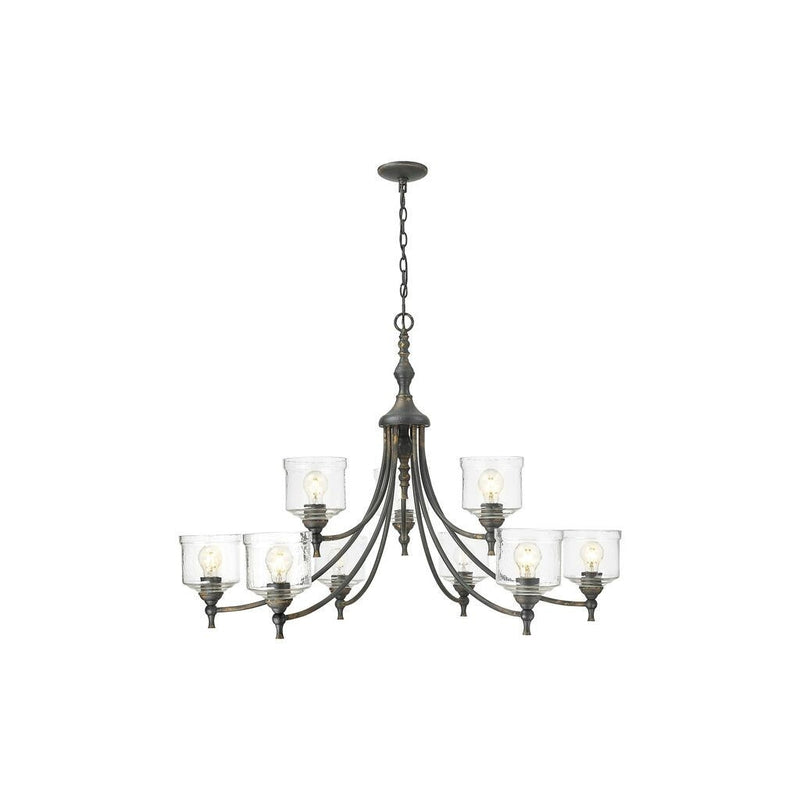 Golden - 0806-9 ABI-HWG - Nine Light Chandelier - Keating - Antique Black Iron