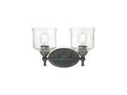 Golden - 0806-BA2 ABI-HWG - Two Light Vanity - Keating - Antique Black Iron