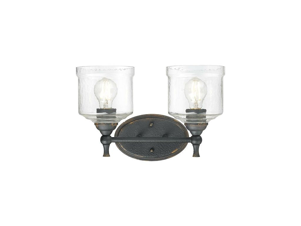 Golden - 0806-BA2 ABI-HWG - Two Light Vanity - Keating - Antique Black Iron