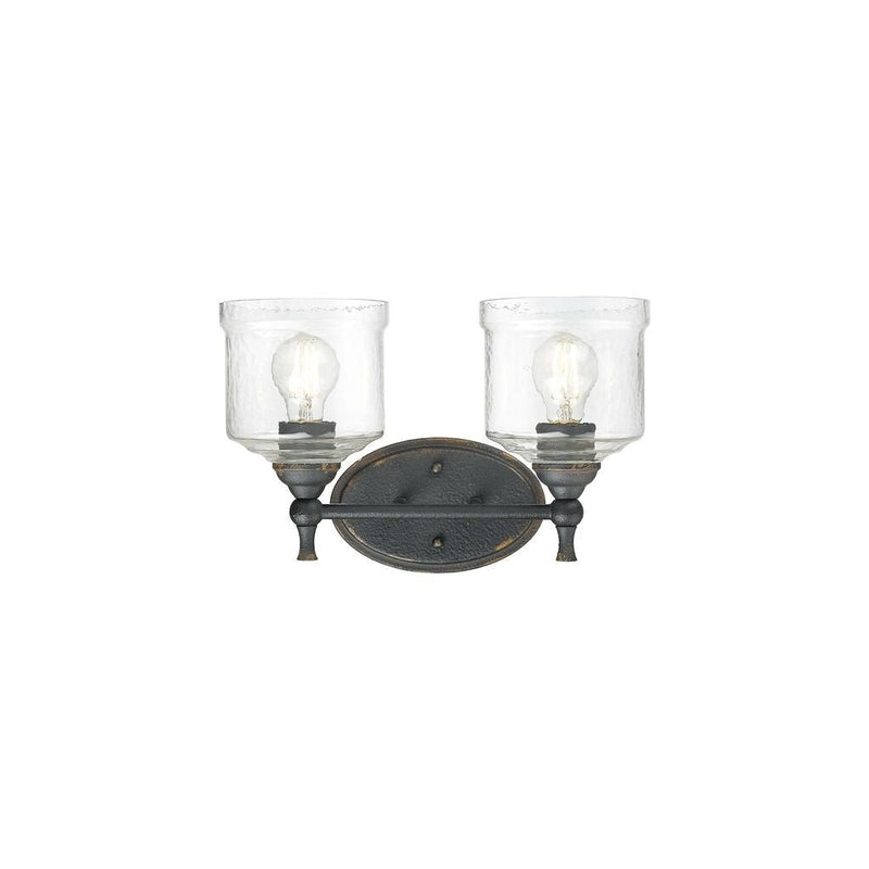 Golden - 0806-BA2 ABI-HWG - Two Light Vanity - Keating - Antique Black Iron