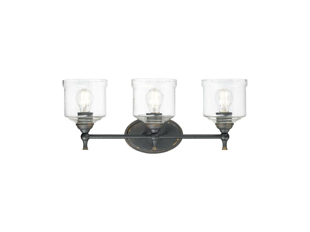 Golden - 0806-BA3 ABI-HWG - Three Light Vanity - Keating - Antique Black Iron