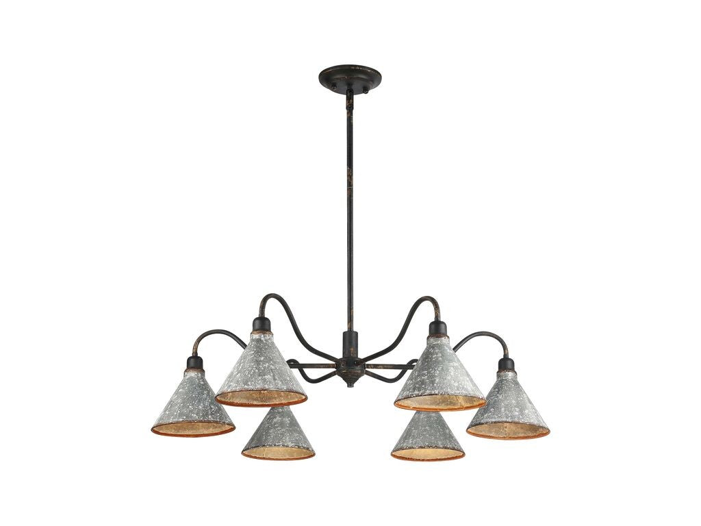 Golden - 0877-6 ABI-GV - Six Light Chandelier - Jasper - Antique Black Iron
