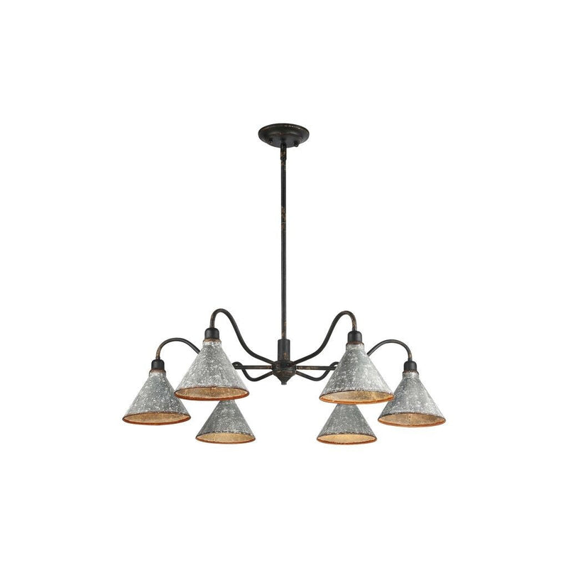 Golden - 0877-6 ABI-GV - Six Light Chandelier - Jasper - Antique Black Iron