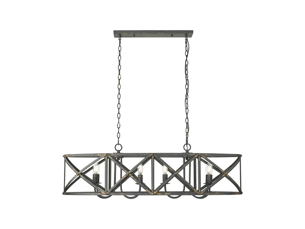 Golden - 0890-LP ABI - Eight Light Linear Pendant - Alcott - Antique Black Iron