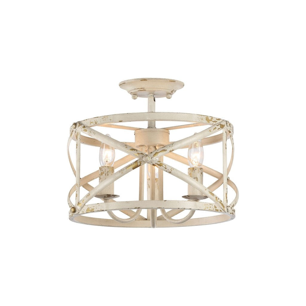 Golden - 0890-SF AI - Three Light Semi-Flush Mount - Alcott - Antique Ivory