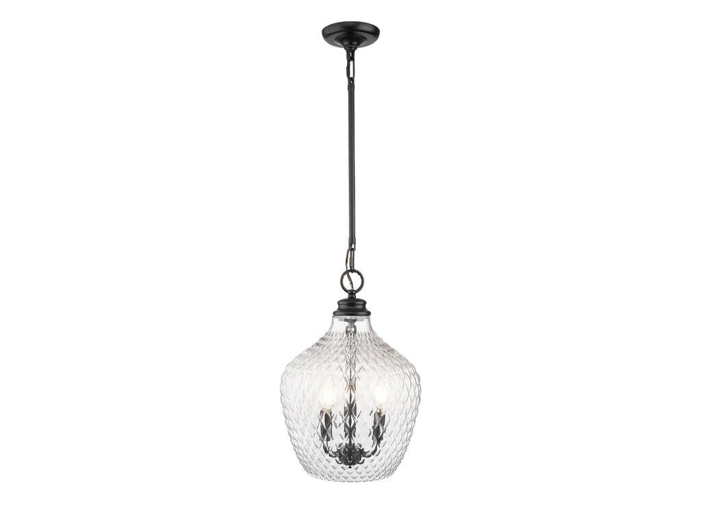 Golden - 1088-3P BLK-CLR - Three Light Pendant - Adeline - Matte Black