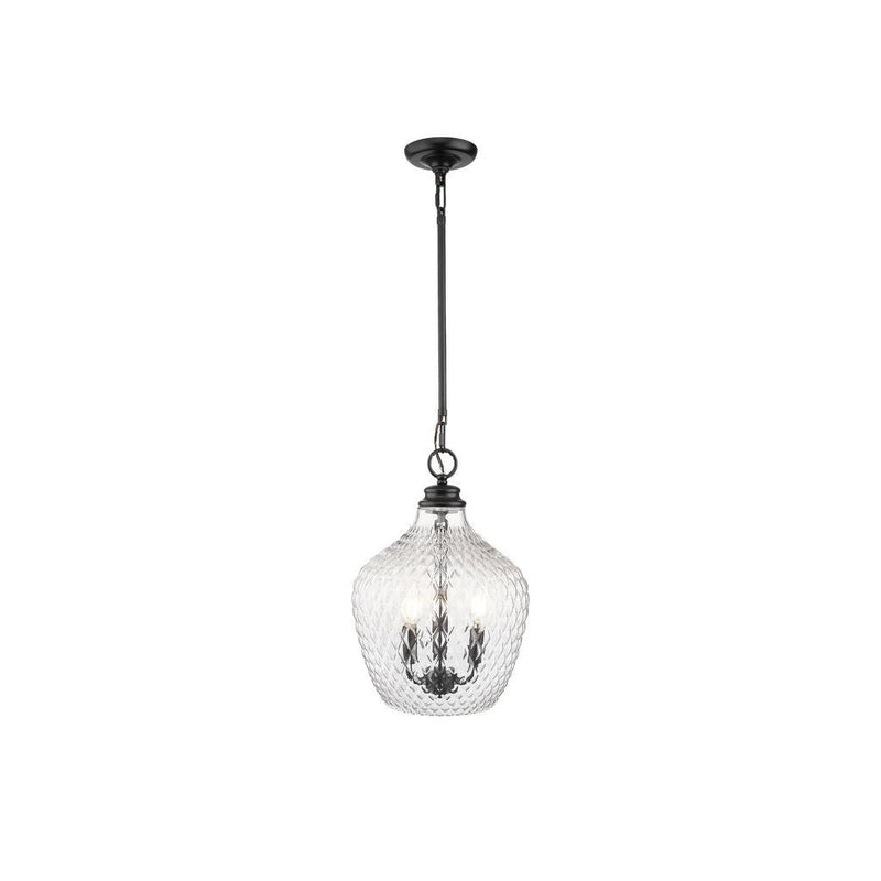 Golden - 1088-3P BLK-CLR - Three Light Pendant - Adeline - Matte Black