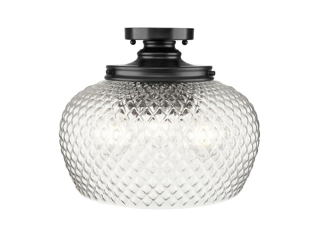 Golden - 1088-3SF BLK-CLR - Three Light Semi-Flush Mount - Adeline - Matte Blake