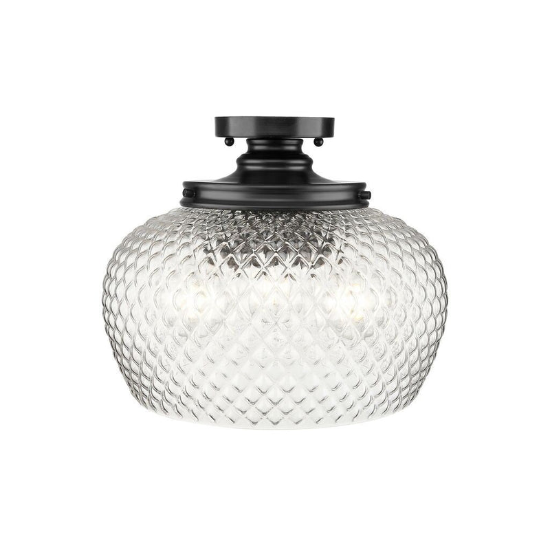 Golden - 1088-3SF BLK-CLR - Three Light Semi-Flush Mount - Adeline - Matte Blake
