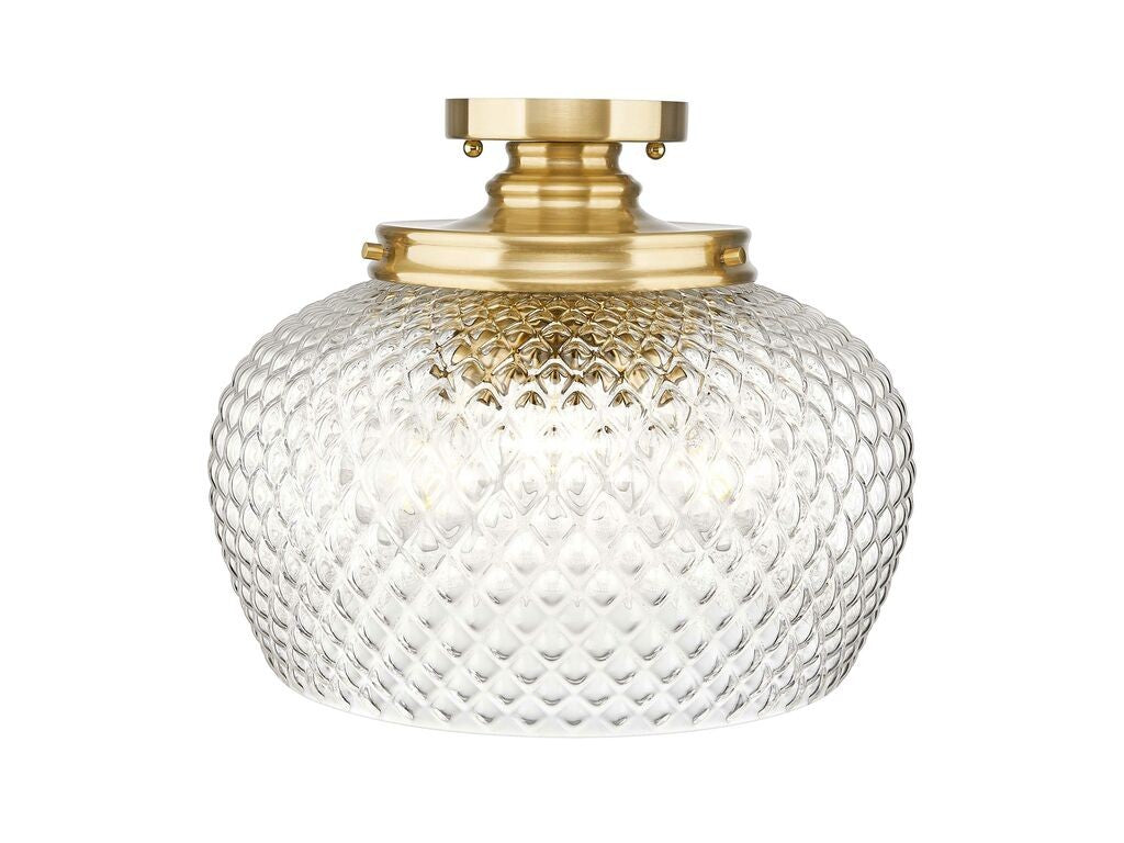 Golden - 1088-3SF MBG-CLR - Three Light Semi-Flush Mount - Adeline - Modern Brushed Gold