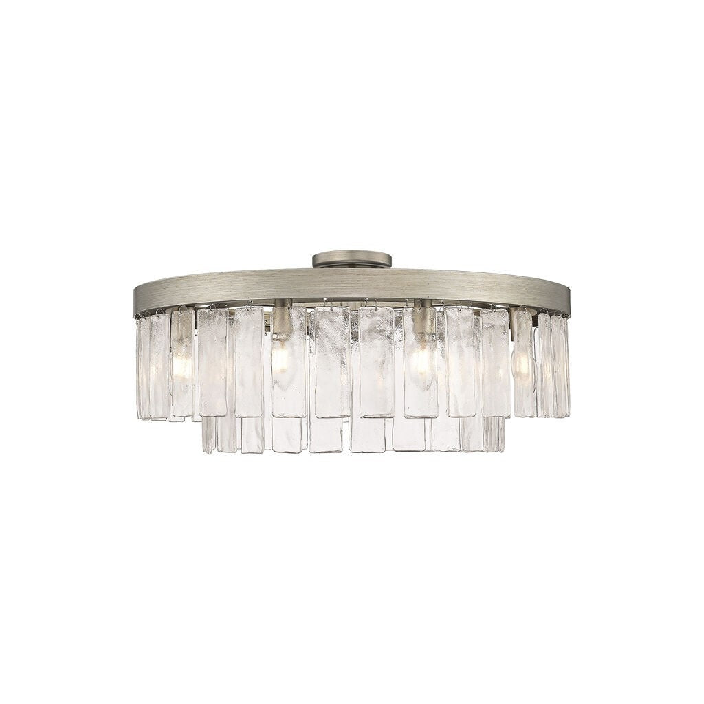 Golden - 1768-9SF PS-HWG - Nine Light Semi-Flush Mount - Ciara - Peruvian Silver