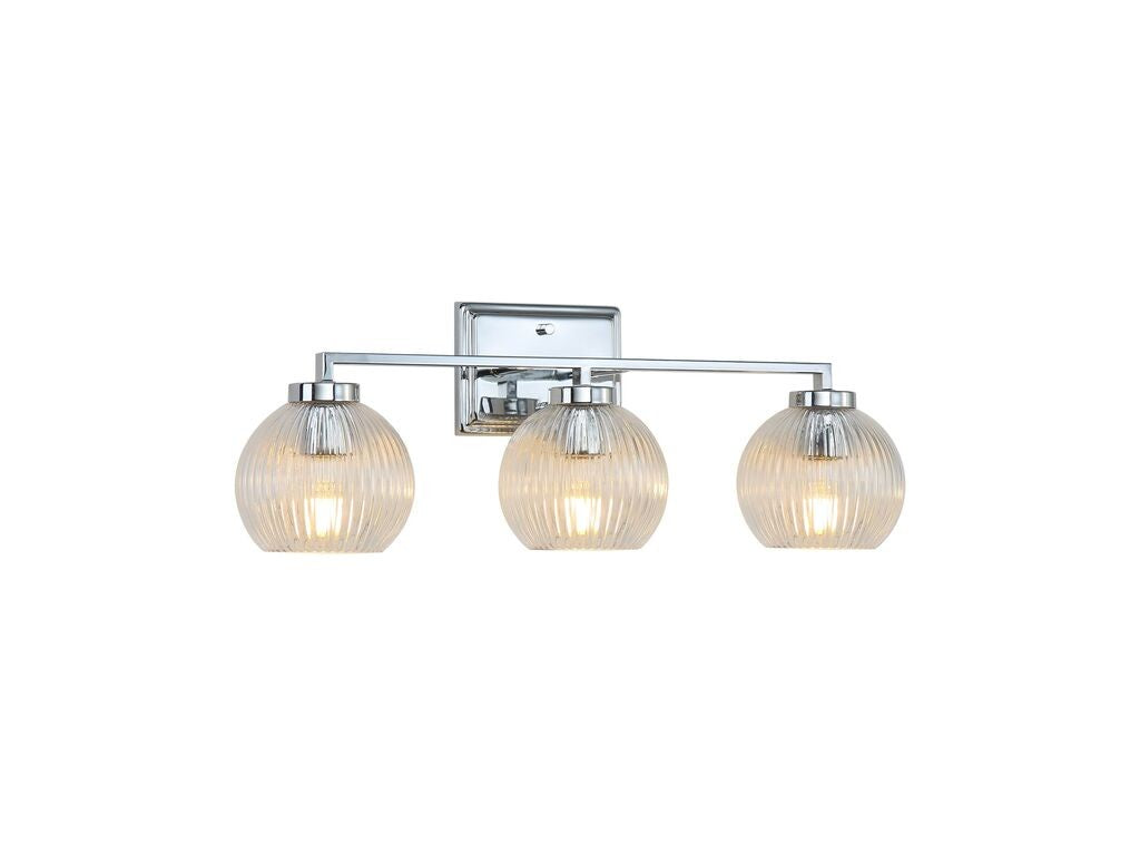 Golden - 3094-BA3 CH-RIB - Three Light Bath Vanity - Elliott - Chrome