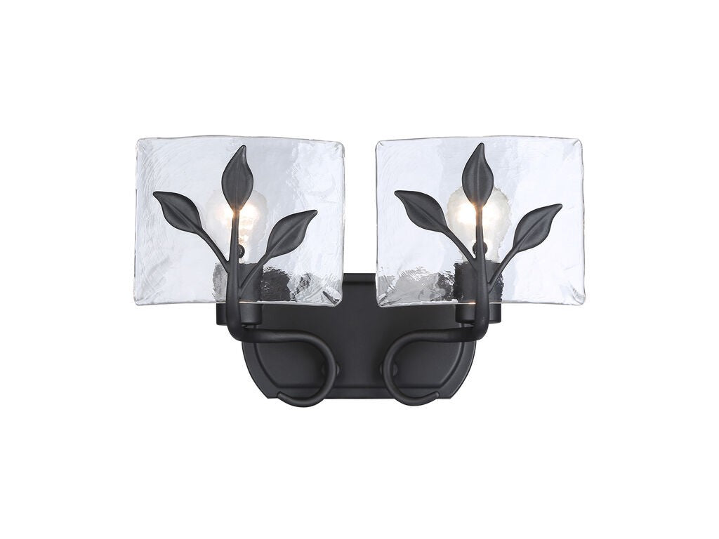 Golden - 3160-BA2 NB-HWG - Two Light Vanity - Calla - Natural Black