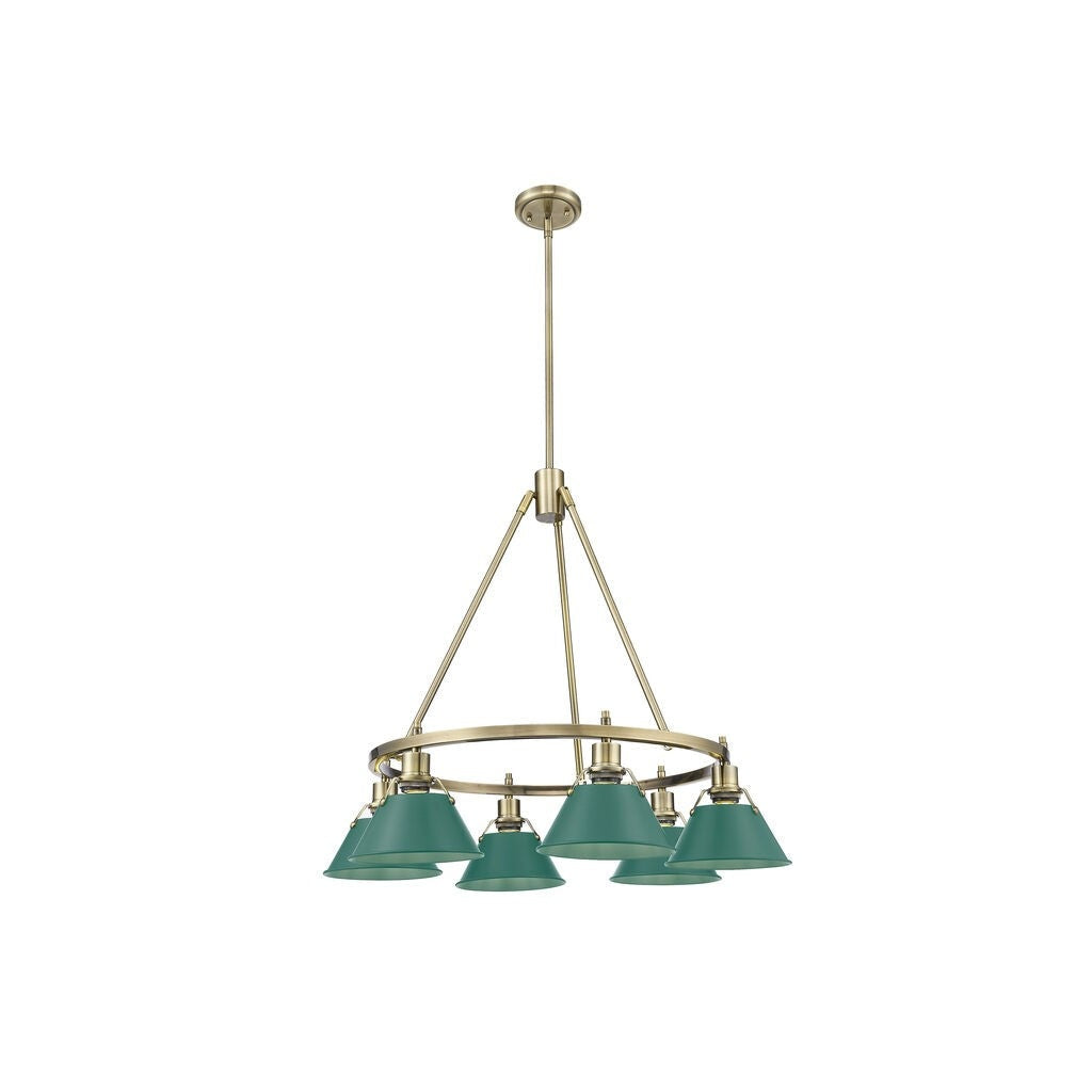Golden - 3306-6 AB-GN - Six Light Chandelier - Orwell - Aged Brass