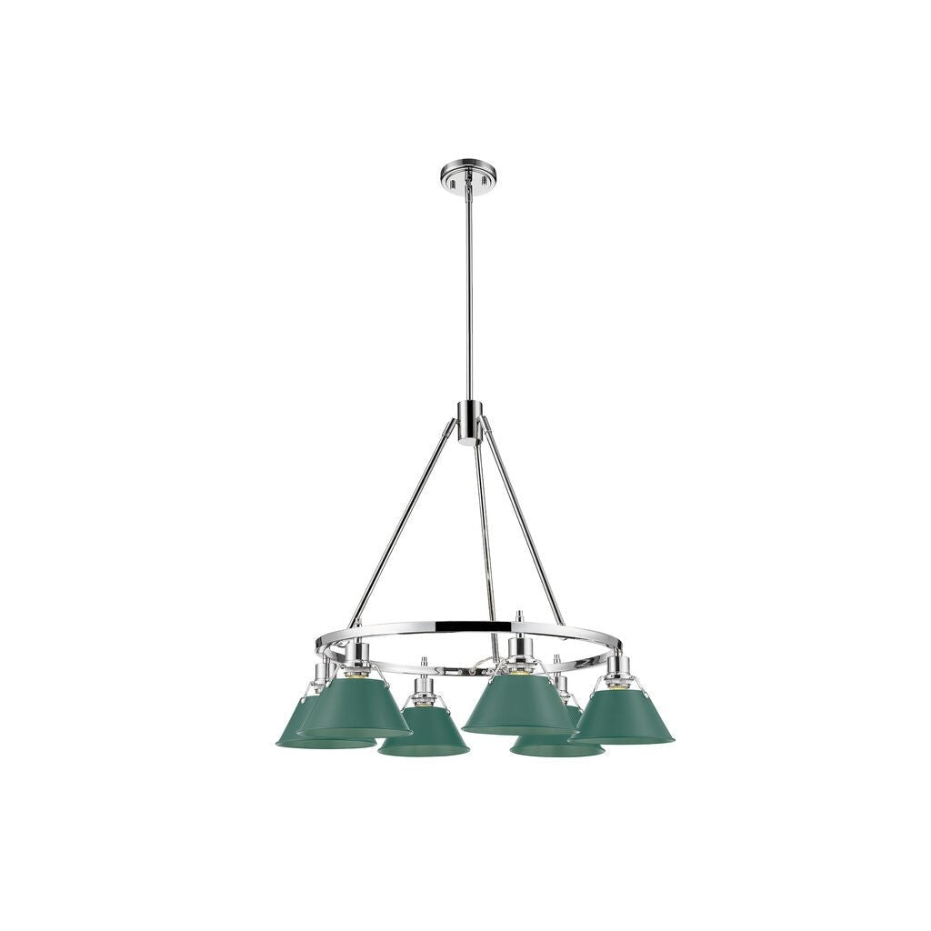 Golden - 3306-6 CH-GN - Six Light Chandelier - Orwell - Chrome