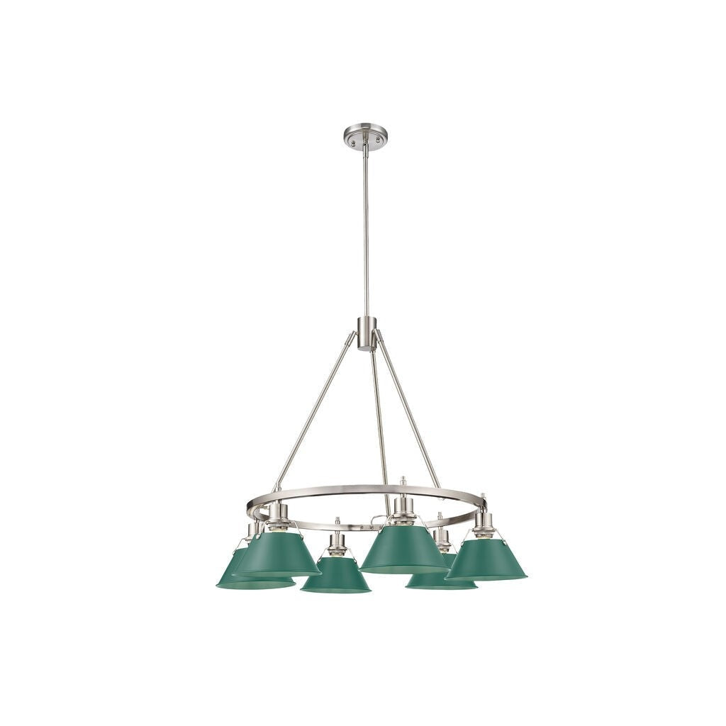 Golden - 3306-6 PW-GN - Six Light Chandelier - Orwell - Pewter