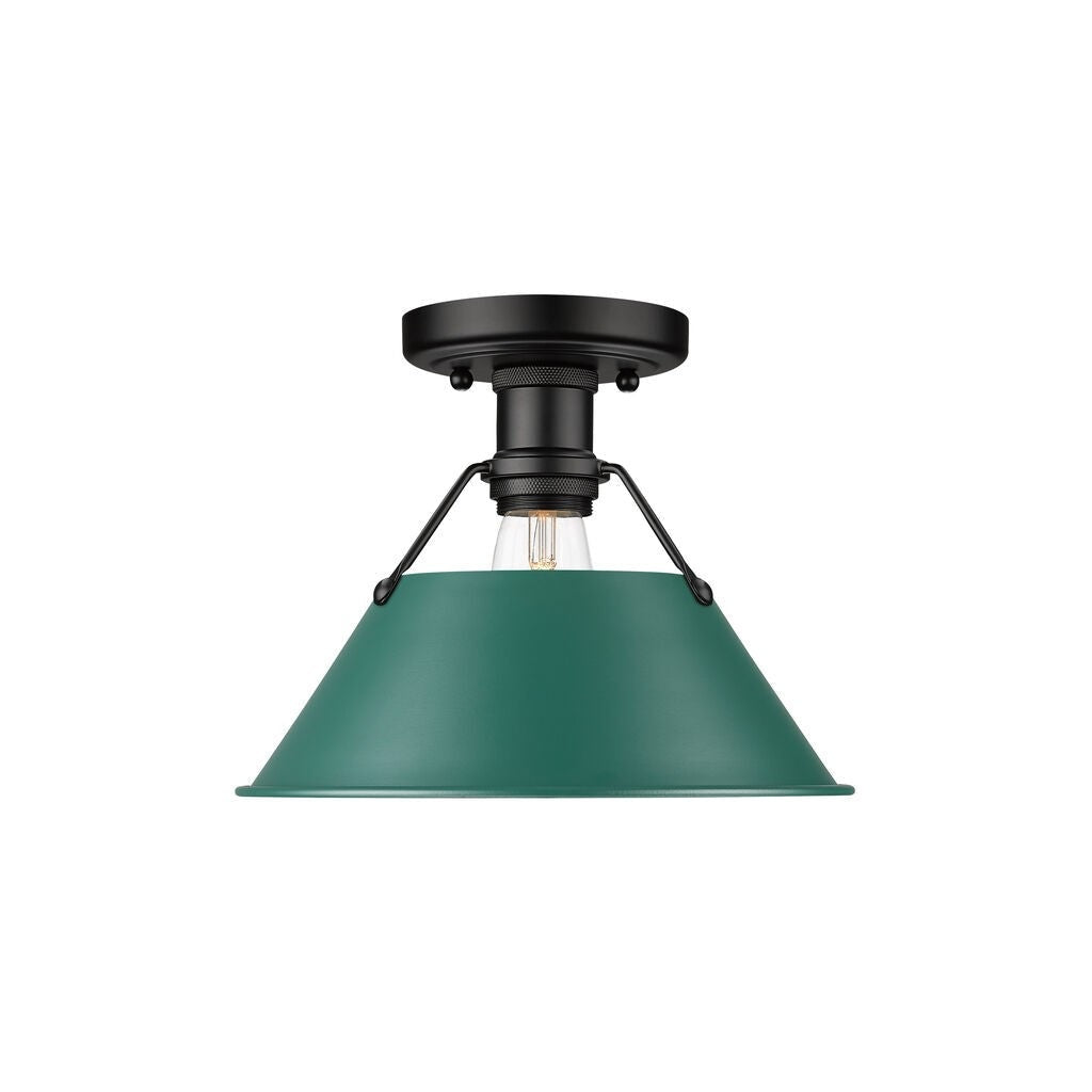 Golden - 3306-FM BLK-GN - One Light Flush Mount - Orwell - Matte Black