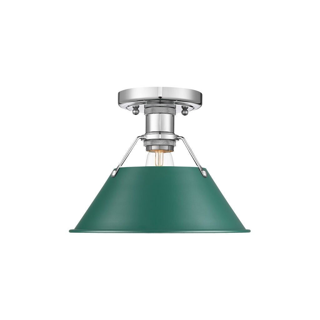 Golden - 3306-FM CH-GN - One Light Flush Mount - Orwell - Chrome