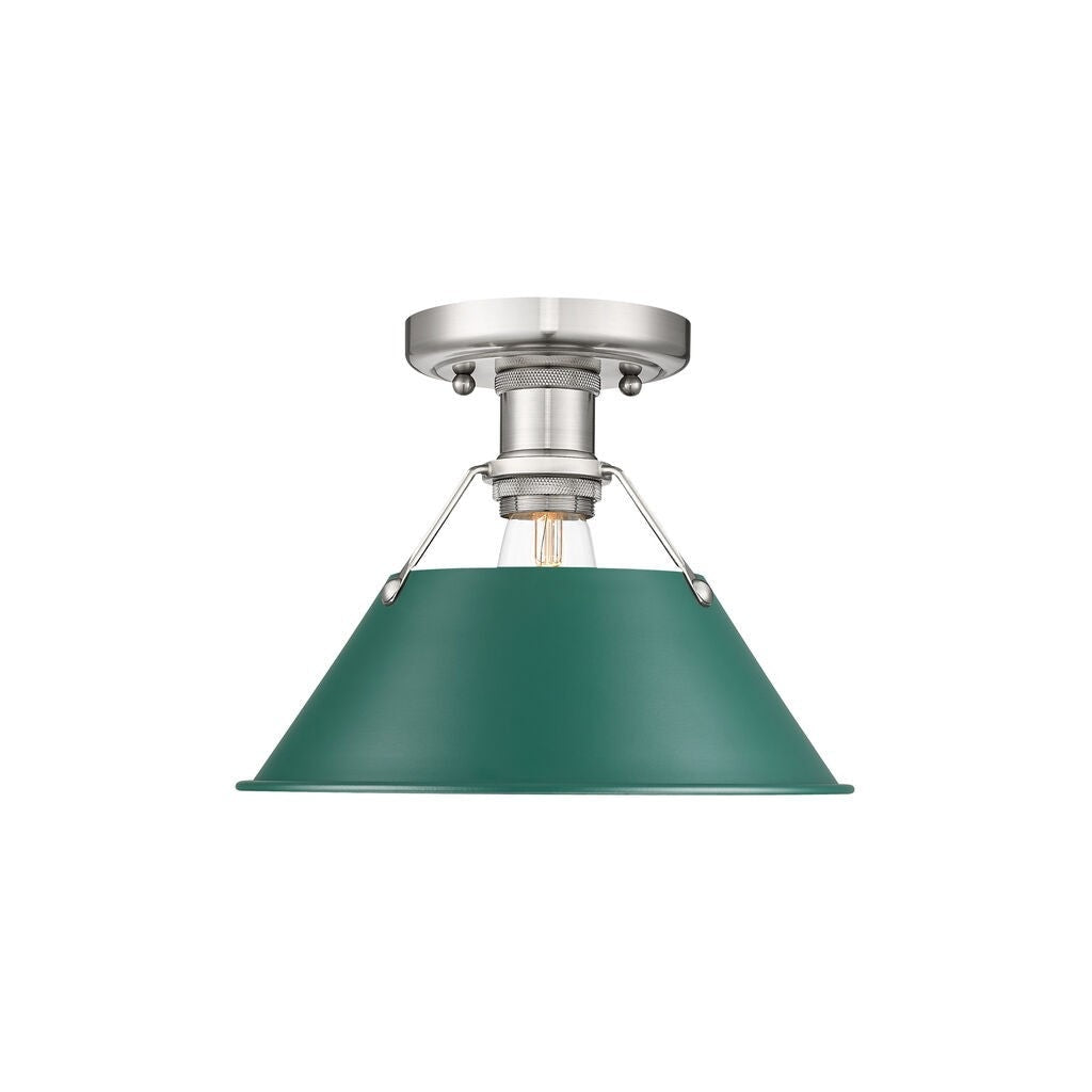 Golden - 3306-FM PW-GN - One Light Flush Mount - Orwell - Pewter