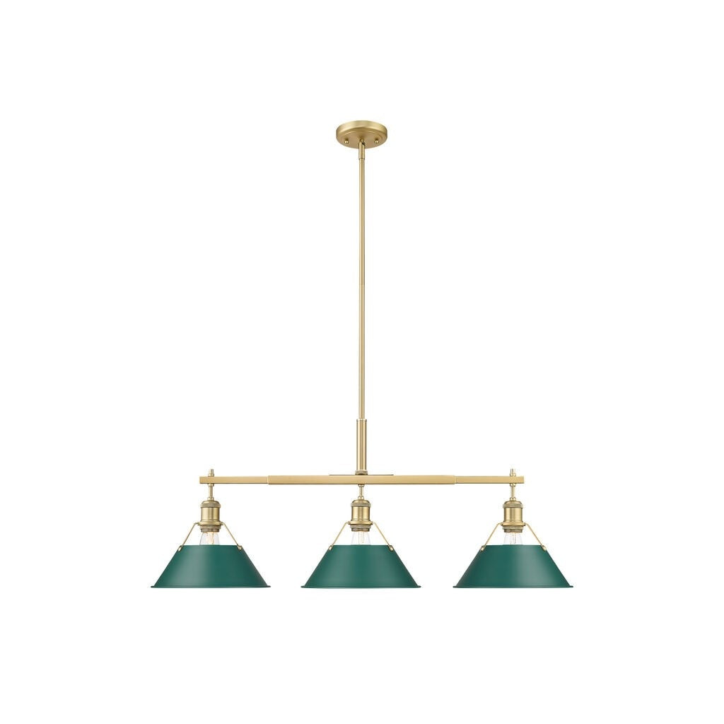 Golden - 3306-LP BCB-GN - Three Light Linear Pendant - Orwell - Brushed Champagne Bronze