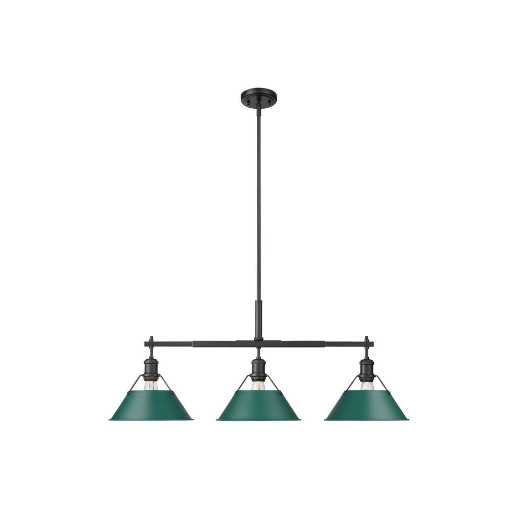 Golden - 3306-LP BLK-GN - Three Light Linear Pendant - Orwell - Matte Black
