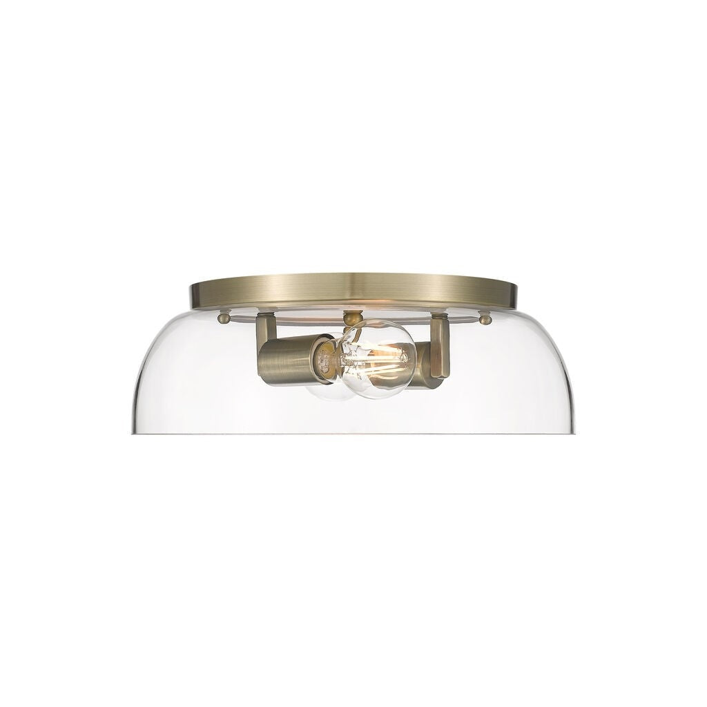 Golden - 3602-14 AB-CLR - Two Light Flush Mount - Duncan - Aged Brass