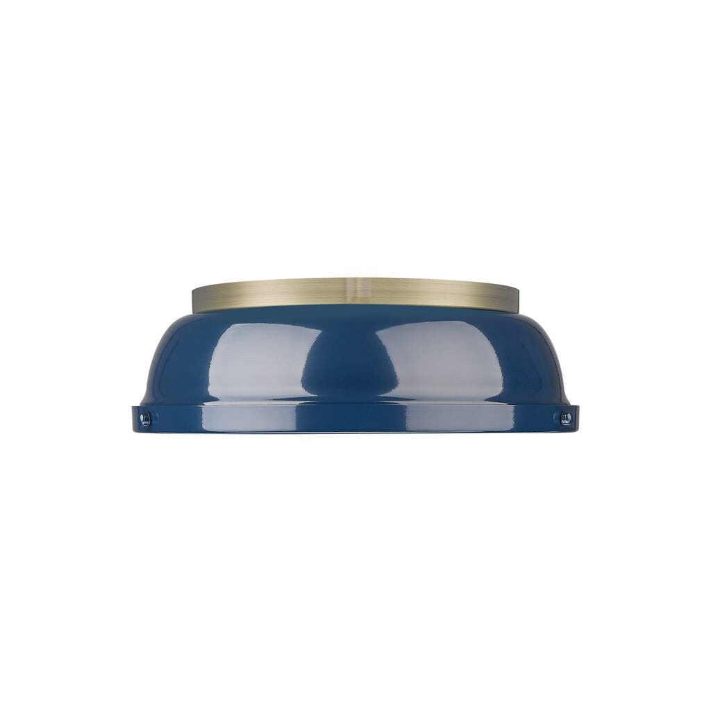 Golden - 3602-14 AB-NVY - Two Light Flush Mount - Duncan - Aged Brass