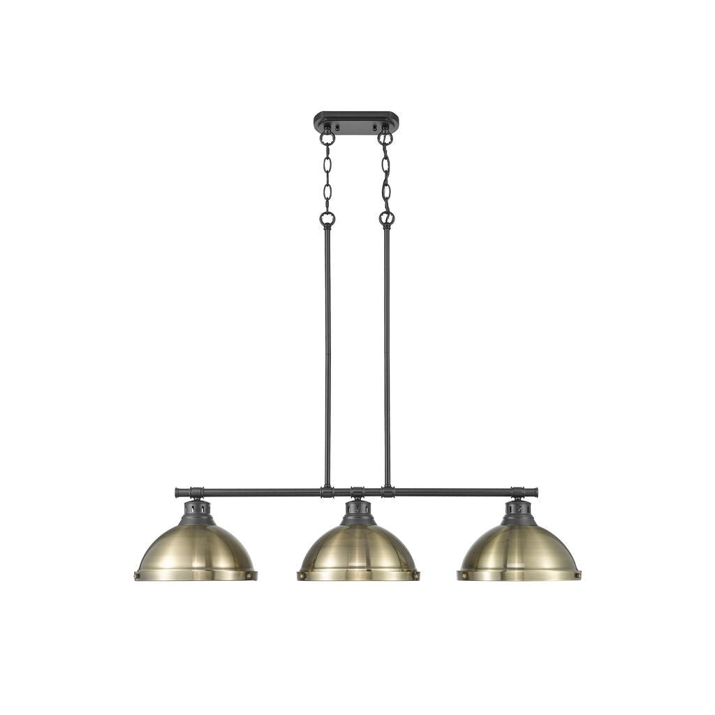 Golden - 3602-3LP BLK-AB - Three Light Linear Pendant - Duncan - Matte Black