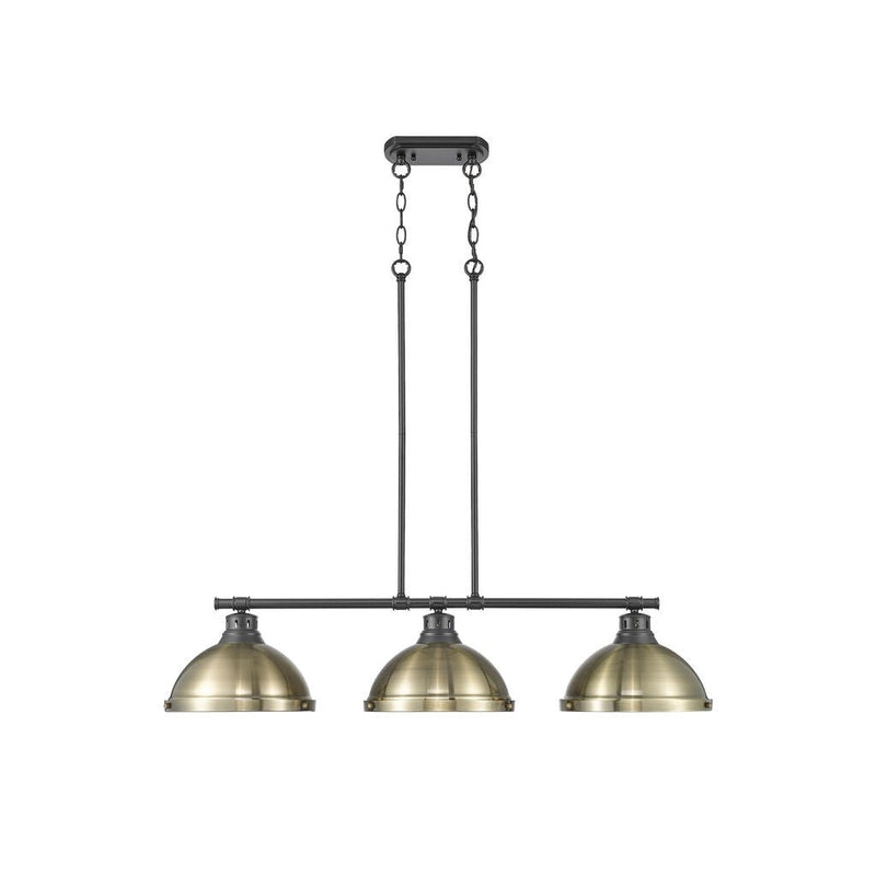 Golden - 3602-3LP BLK-AB - Three Light Linear Pendant - Duncan - Matte Black