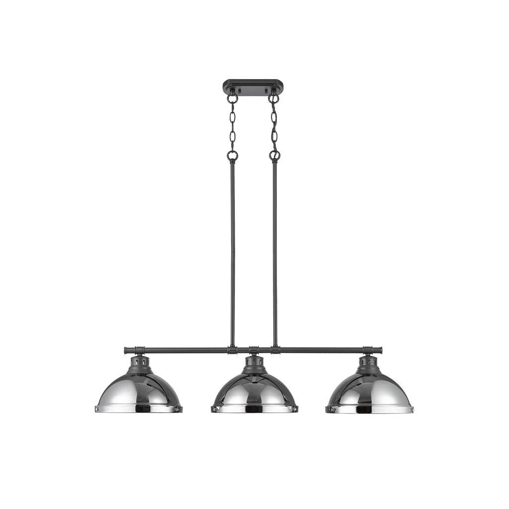 Golden - 3602-3LP BLK-CH - Three Light Linear Pendant - Duncan - Matte Black