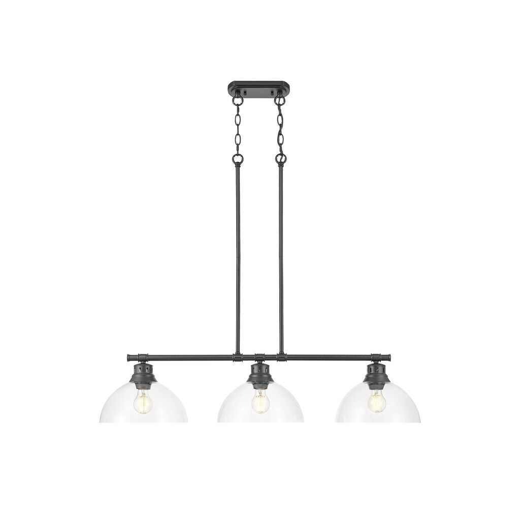 Golden - 3602-3LP BLK-CLR - Three Light Linear Pendant - Duncan - Matte Black