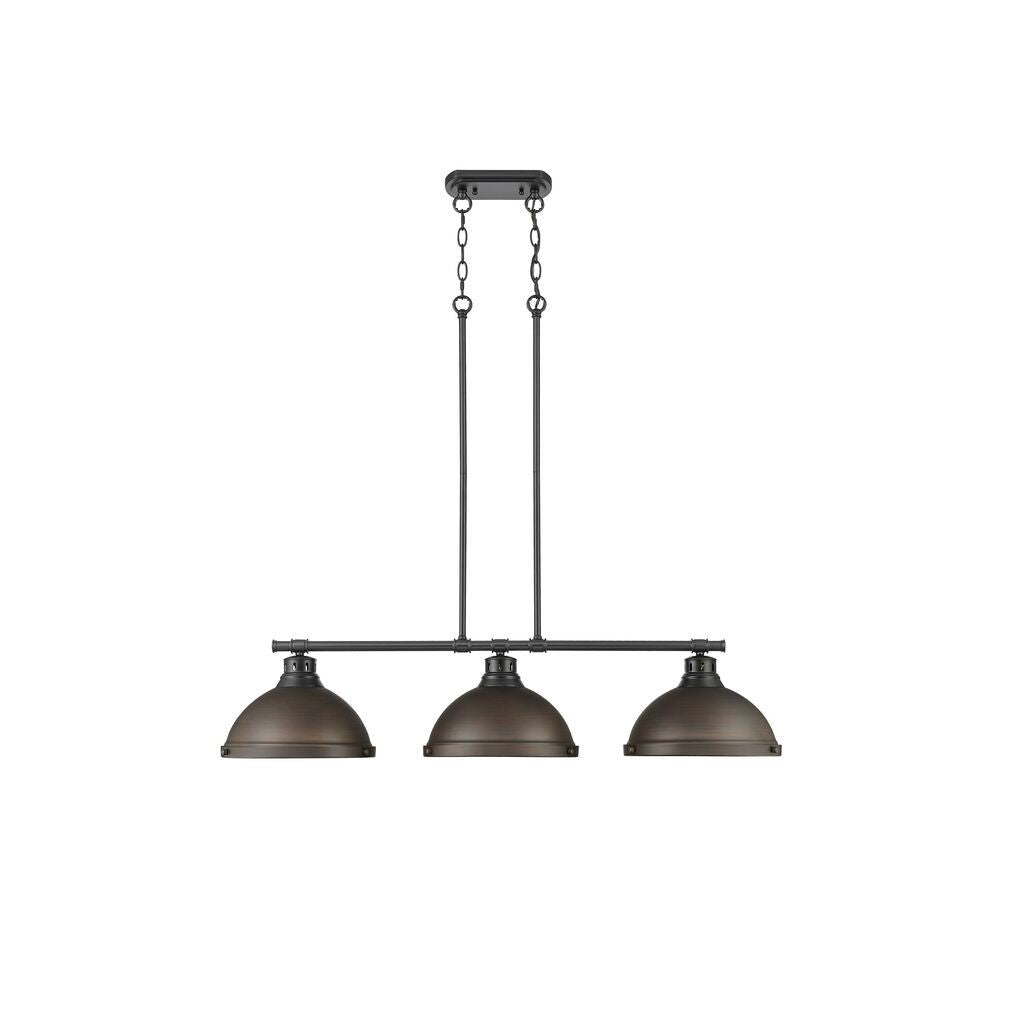 Golden - 3602-3LP BLK-RBZ - Three Light Linear Pendant - Duncan - Matte Black