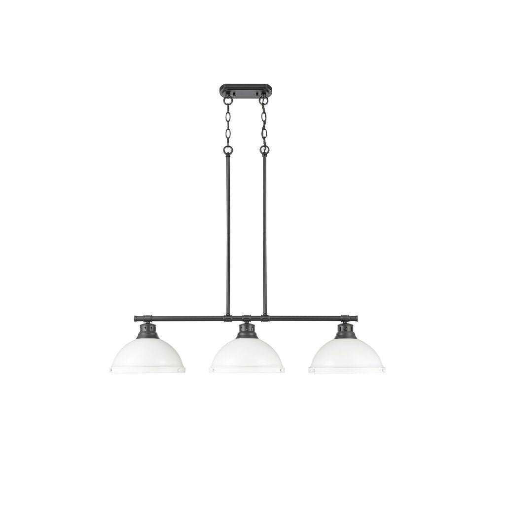 Golden - 3602-3LP BLK-WHT - Three Light Linear Pendant - Duncan - Matte Black