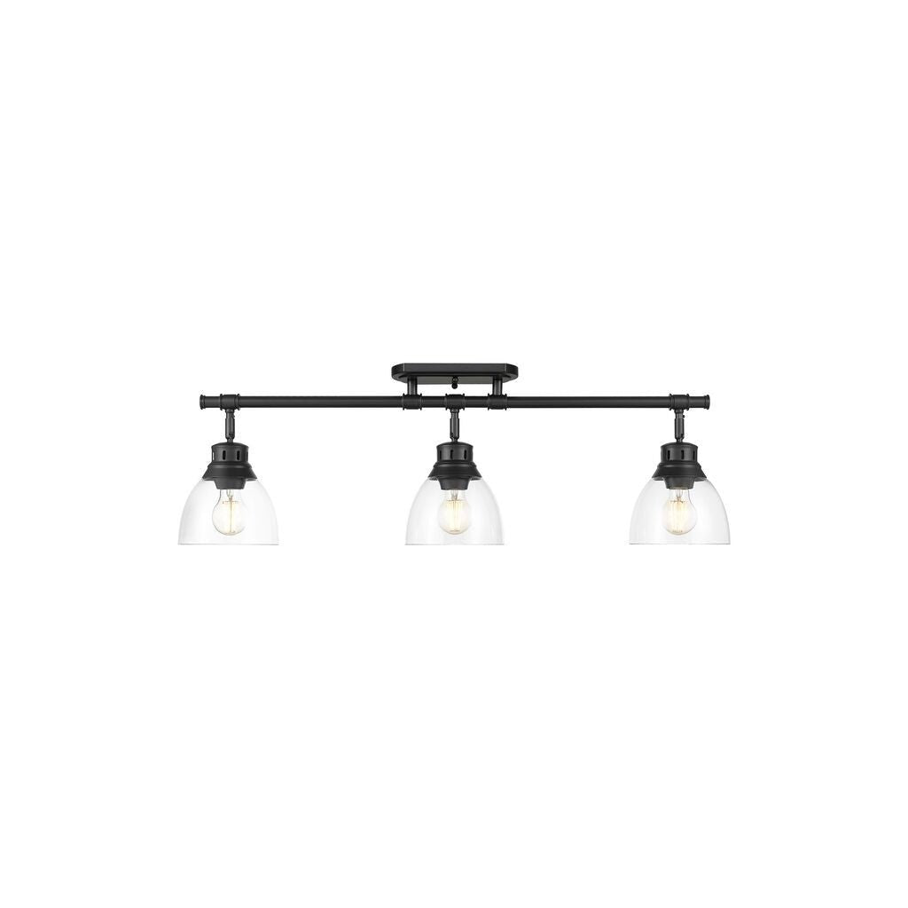 Golden - 3602-3SF BLK-CLR - Three Light Semi-Flush Mount - Duncan - Matte Black