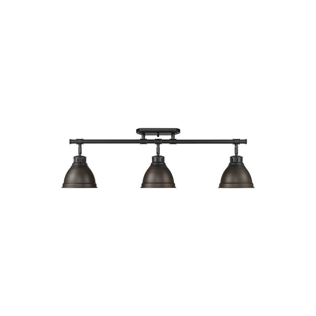 Golden - 3602-3SF BLK-RBZ - Three Light Semi-Flush Mount - Duncan - Matte Black