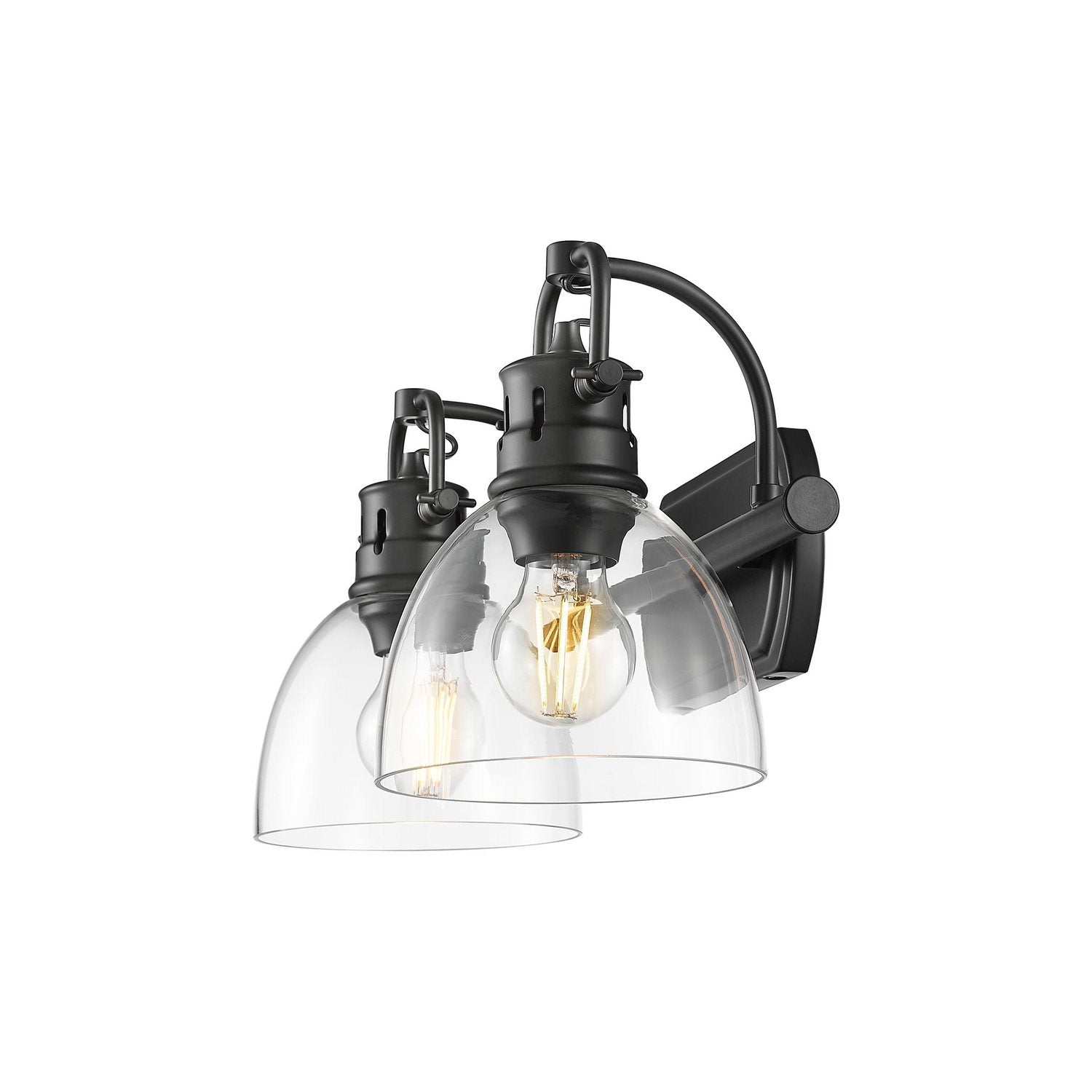 Golden - 3602-BA2 BLK-CLR - Two Light Vanity - Duncan - Matte Black