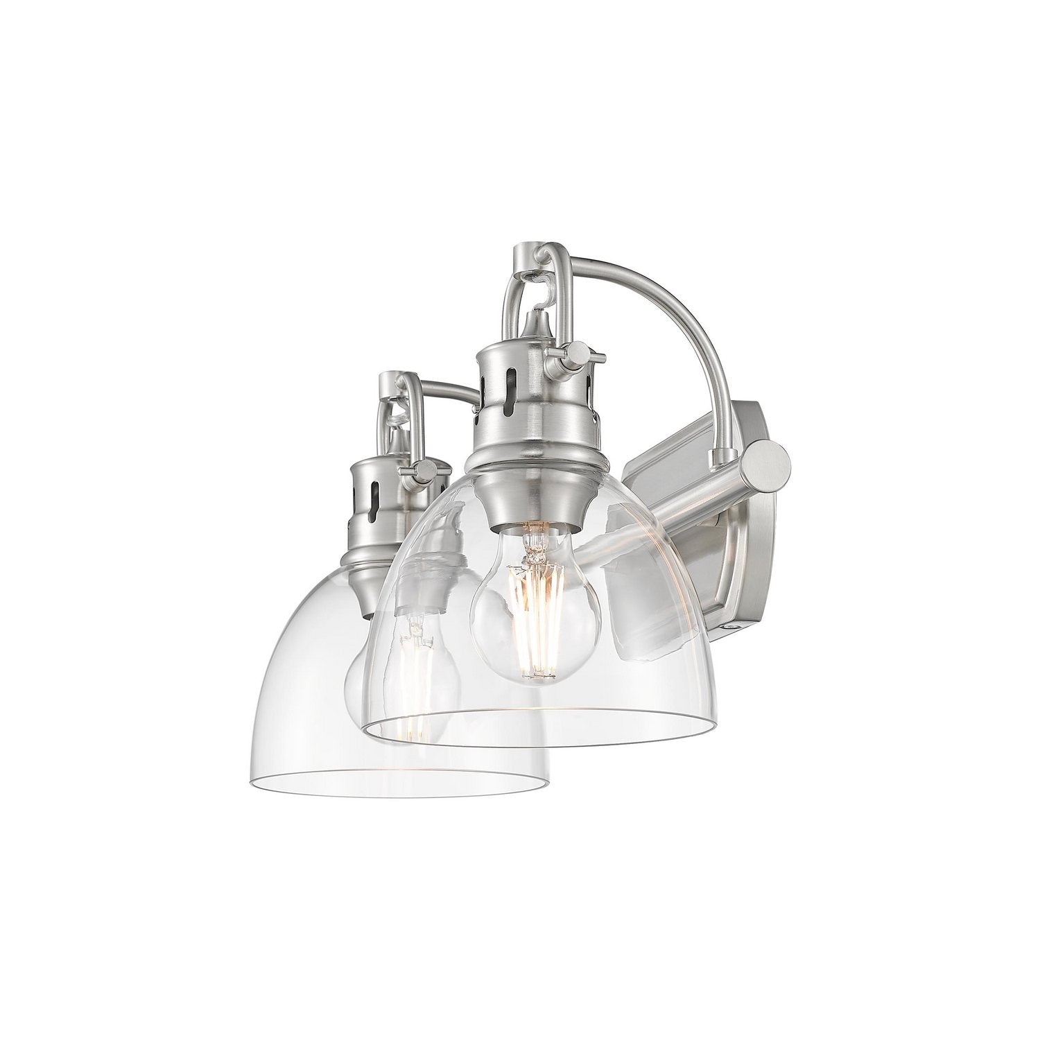 Golden - 3602-BA2 PW-CLR - Two Light Vanity - Duncan - Pewter