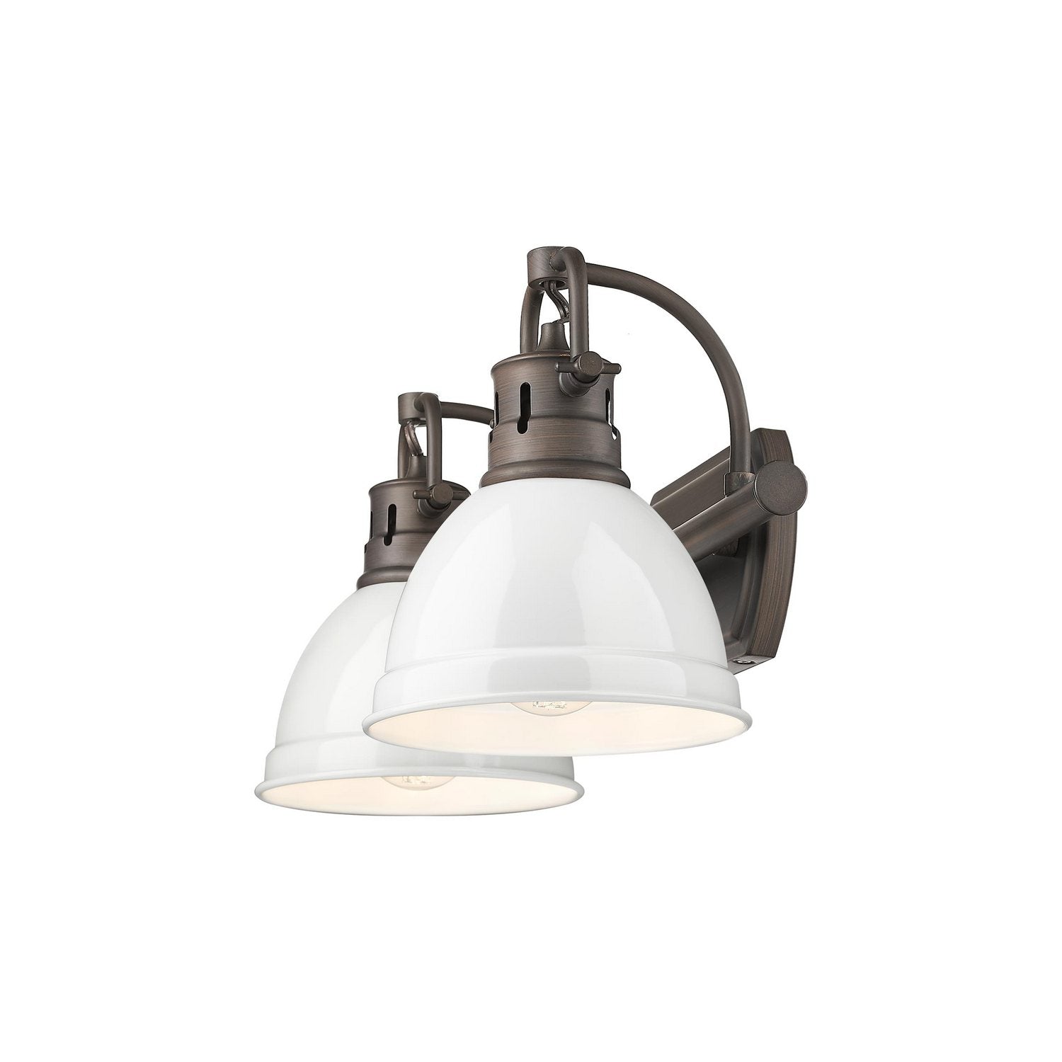 Golden - 3602-BA2 RBZ-WH - Two Light Vanity - Duncan - Rubbed Bronze