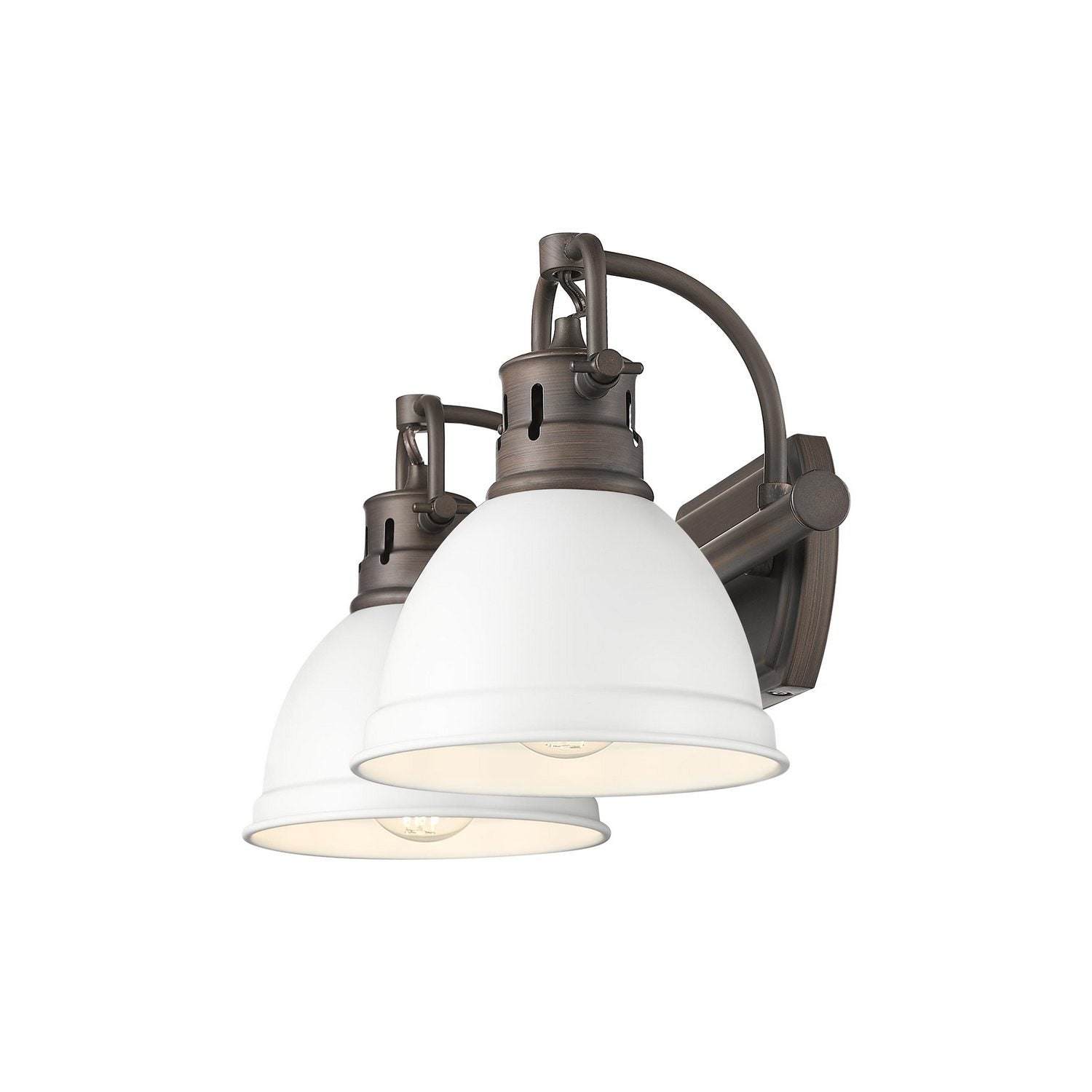 Golden - 3602-BA2 RBZ-WHT - Two Light Vanity - Duncan - Rubbed Bronze