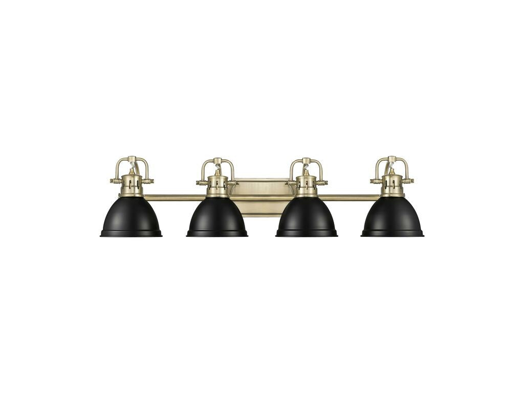 Golden - 3602-BA4 AB-BLK - Four Light Vanity - Duncan - Aged Brass