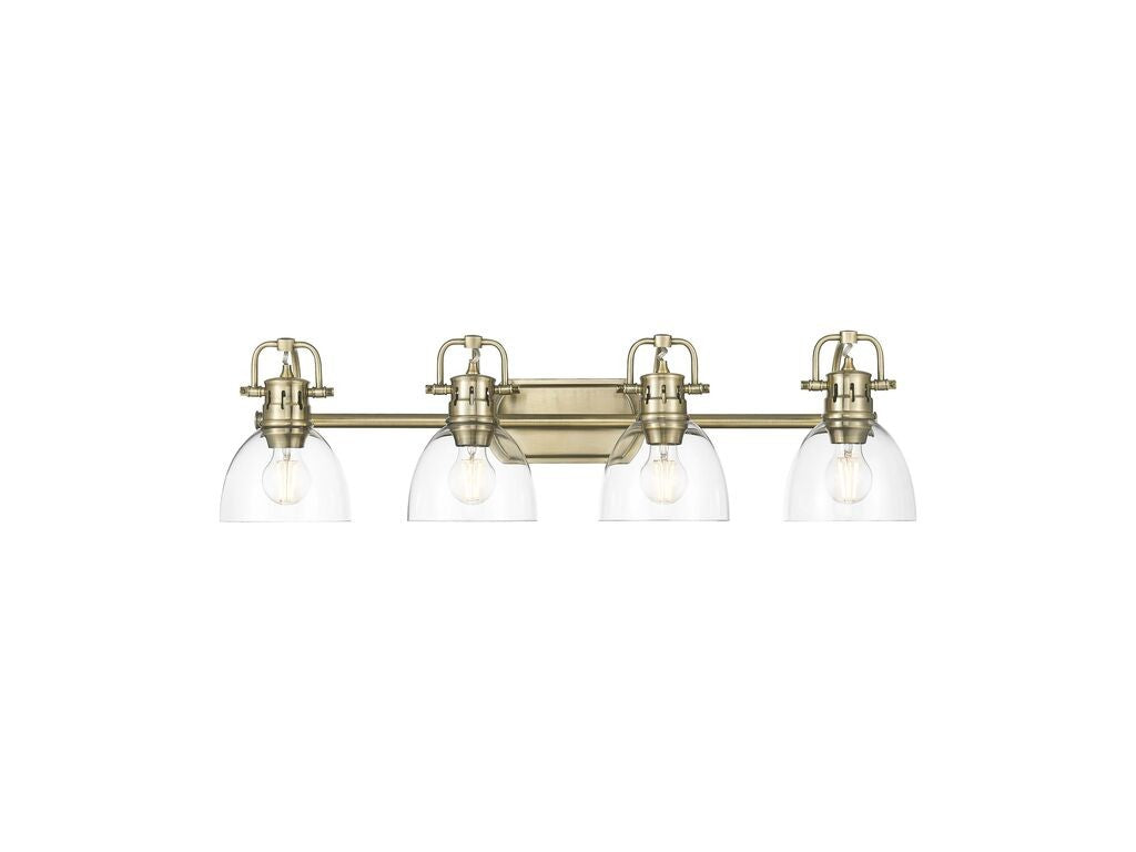 Golden - 3602-BA4 AB-CLR - Four Light Vanity - Duncan - Aged Brass