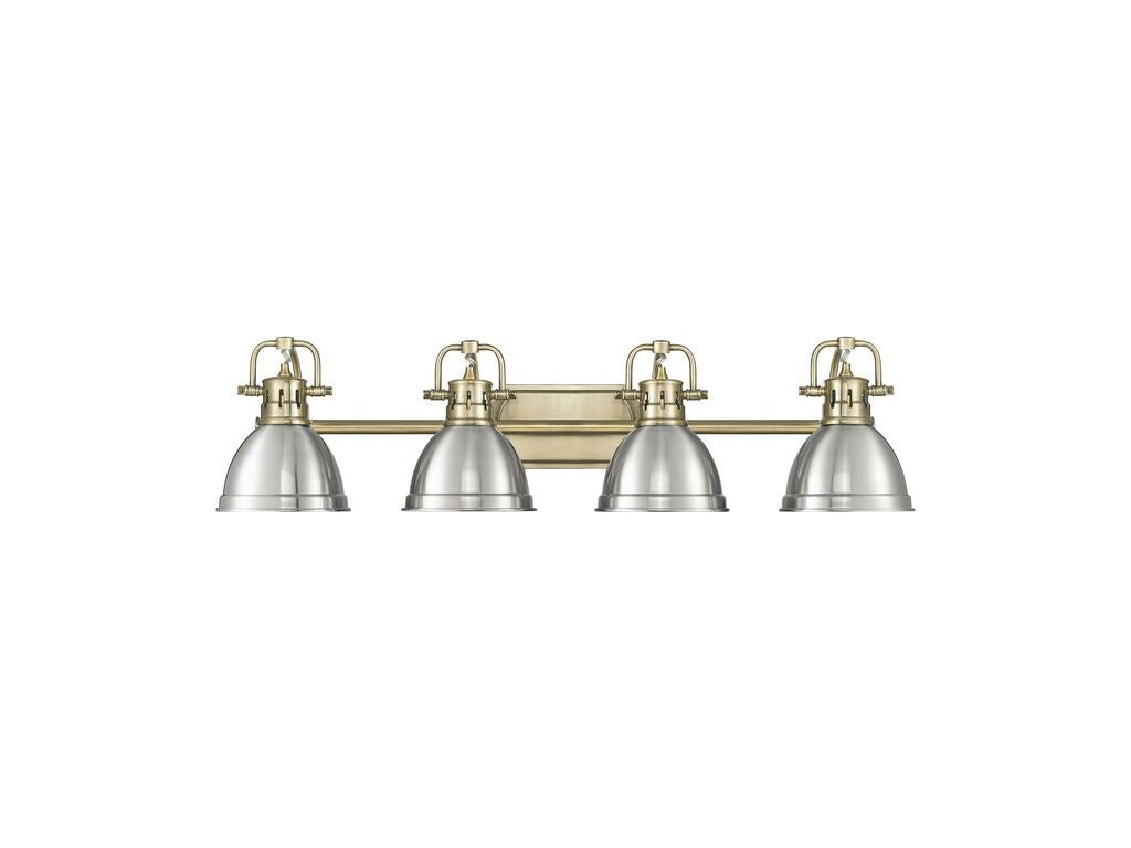 Golden - 3602-BA4 AB-PW - Four Light Vanity - Duncan - Aged Brass