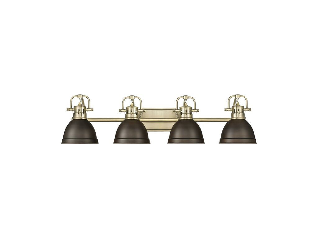 Golden - 3602-BA4 AB-RBZ - Four Light Vanity - Duncan - Aged Brass