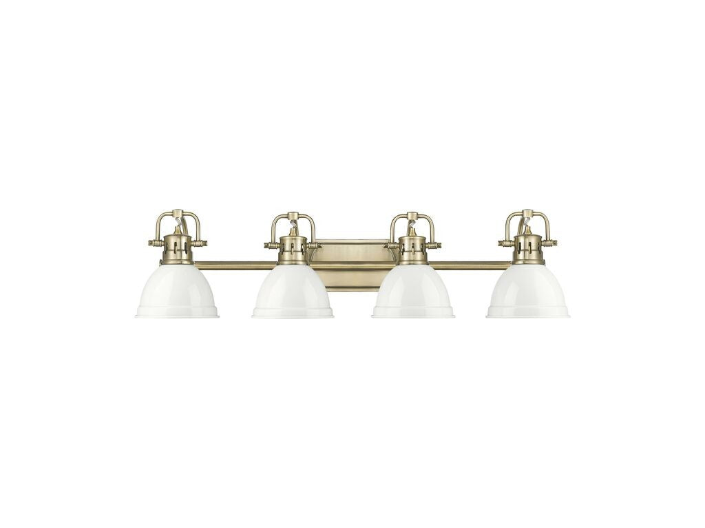 Golden - 3602-BA4 AB-WH - Four Light Vanity - Duncan - Aged Brass